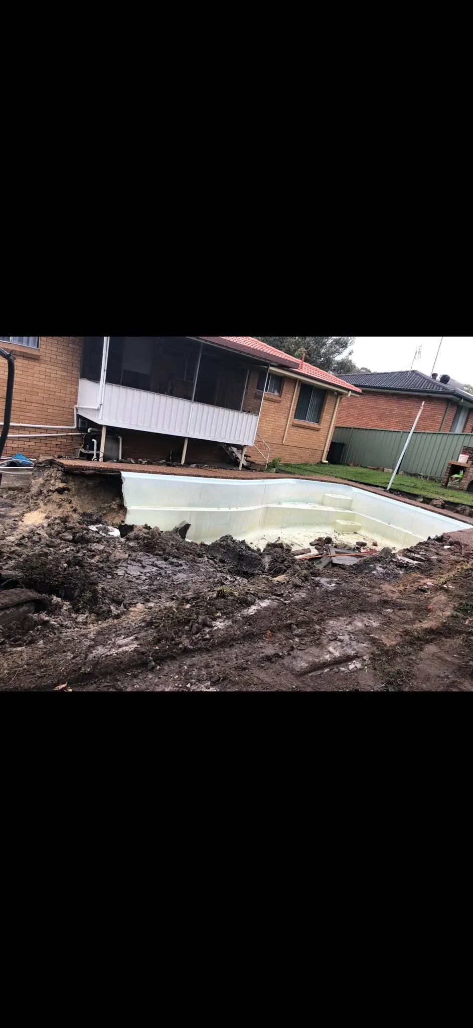 Excavation around an existing pool