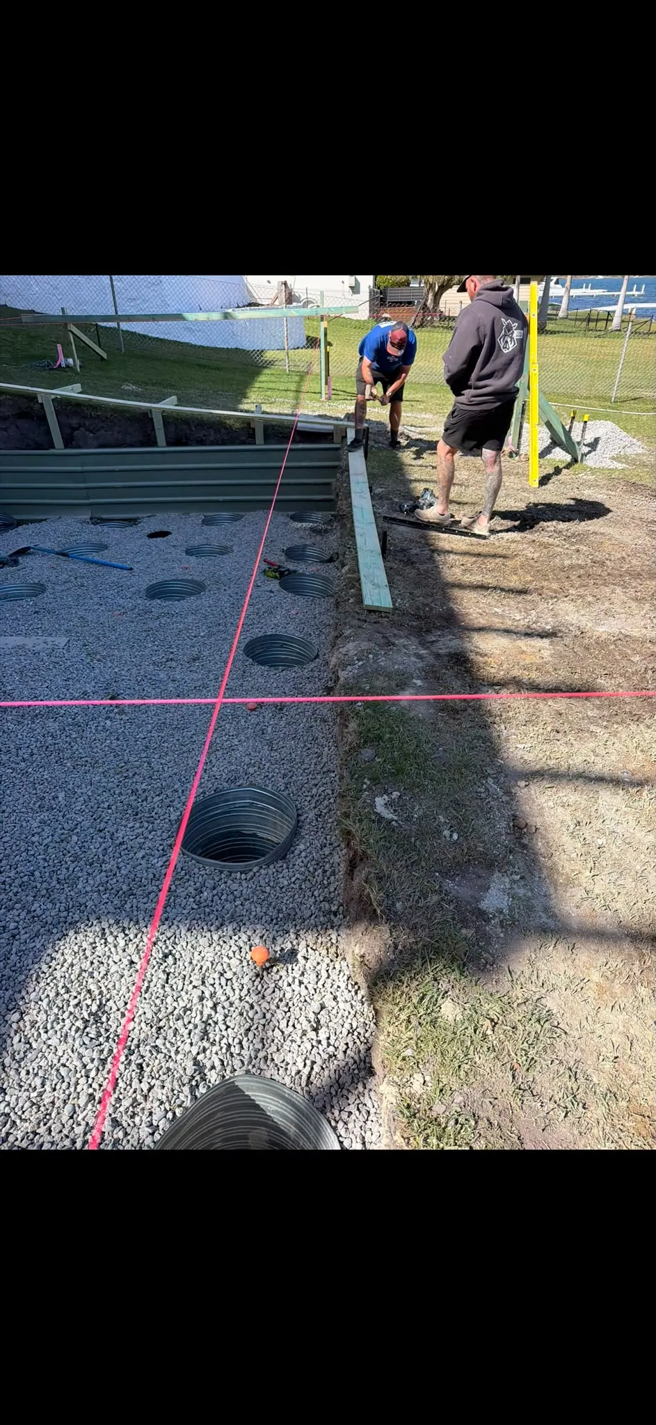 Pier holes and gravel preparation