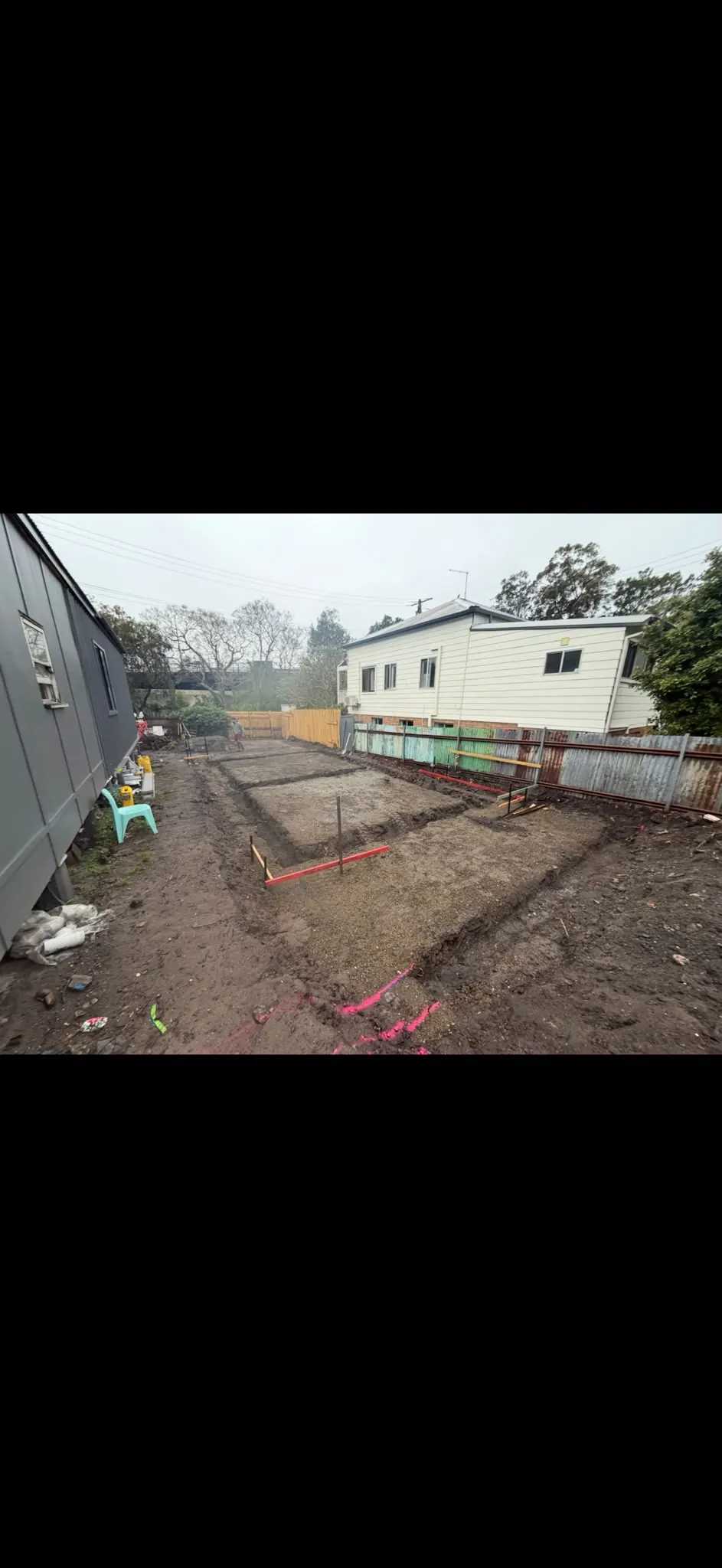 Set-out and excavated footing channels