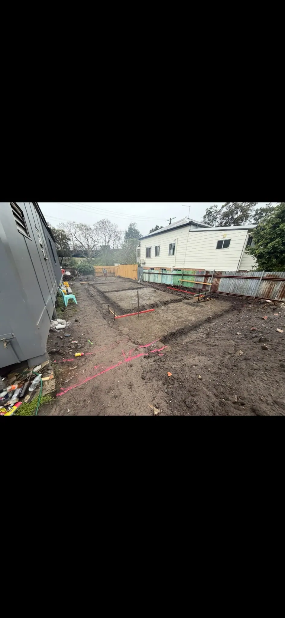 Building set-out and footing channels