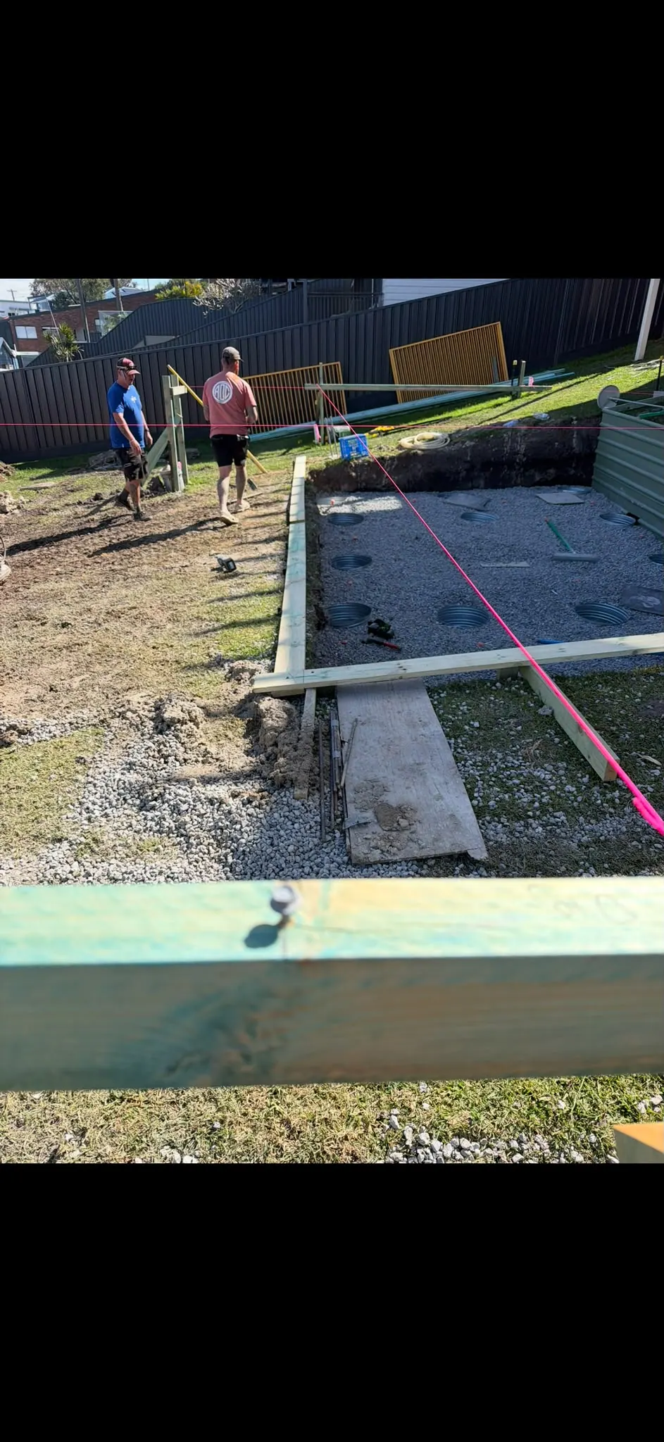 Gravel base and pier preparation
